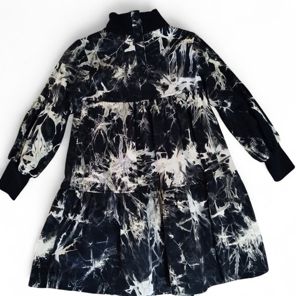 Froo Talia X Ray Print Empire Waist w Flounce Hem Turtleneck Cotton Dress Sz 5 - Picture 2 of 8